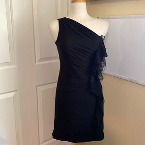 Size 2 Ann Taylor Petite one shoulder cocktail dress.